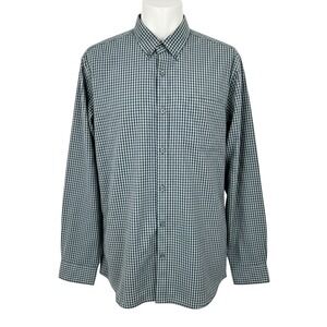 Eddie Bauer Mens 2XL Classic Gingham Button Down Shirt Blue Long Sleeve